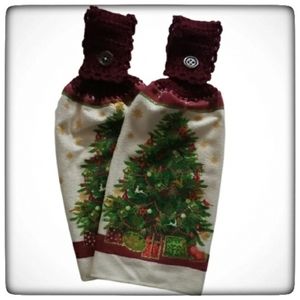 Handmade Crocheted Top Dish Towel Set of 2